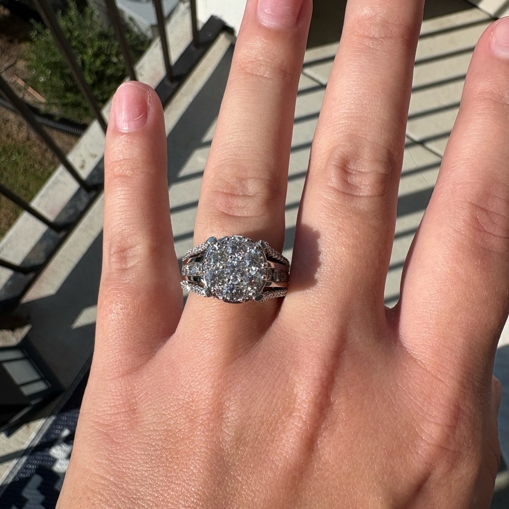 Natural diamond engagement ring